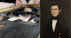 Sarah Monier - Rentoilage d'un portrait d'ancêtre