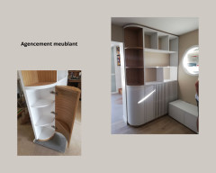 Vincent Rosello - Agencement meublant d'un ensemble de meuble en stratifié et placage chêne,maison bassin d’Arcachon.