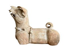 Galerie Ranafrench Antiquités - Chien De Garde Couché En Terre Cuite Chine Dynastie Han (208 av. J.-C. – 220 ap. J.-C.)