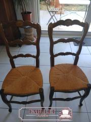Tapissier Fabulet - Rempaillage-dune-paire-de-chaises-anciennes-a-Montpellier