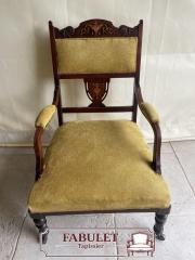 Tapissier Fabulet - Fauteuil-anglais-marquete-restaure-a-Montpellier