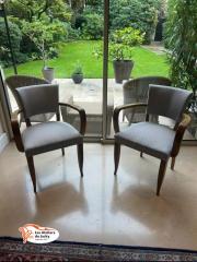 Jacky Laurot - Réfection complète fauteuil style BRIDGE. Tissus fournis par nos soins 13449 moka- 6313 acier coton Neuilly sur 92200 hauts de Seine 92